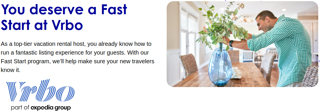 Vrbo Launches Fast Start Program to Fuel Early Success of New Hosts. Source: vrbo.com