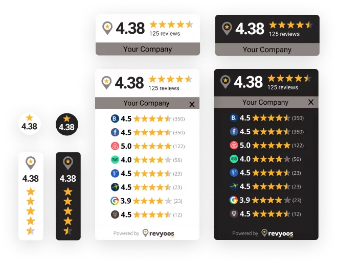 Revyoos offers a variety of widgets for you to choose the one that best suits the design of your vacation rental website.