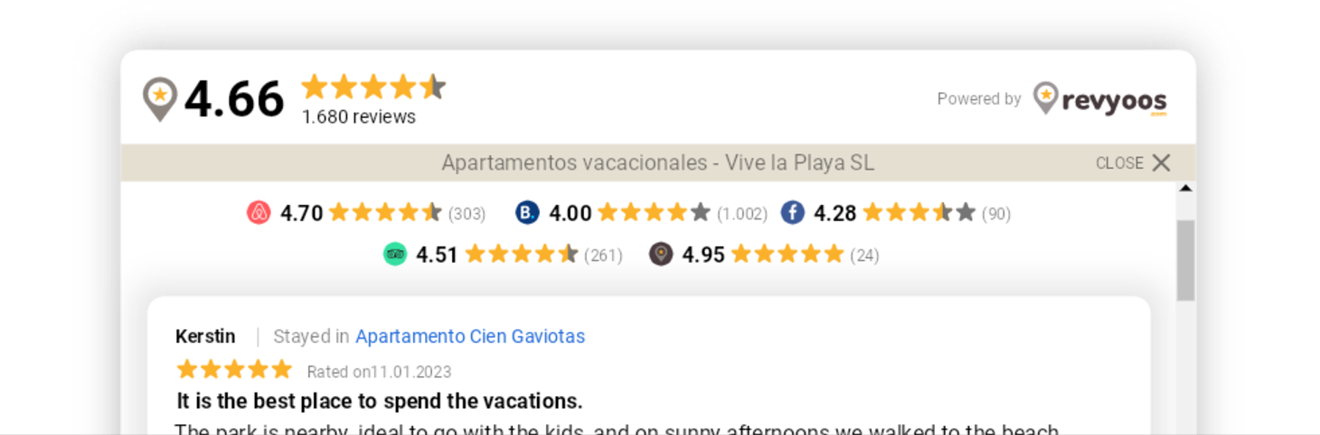 Widget d'avis Airbnb - Revyoos