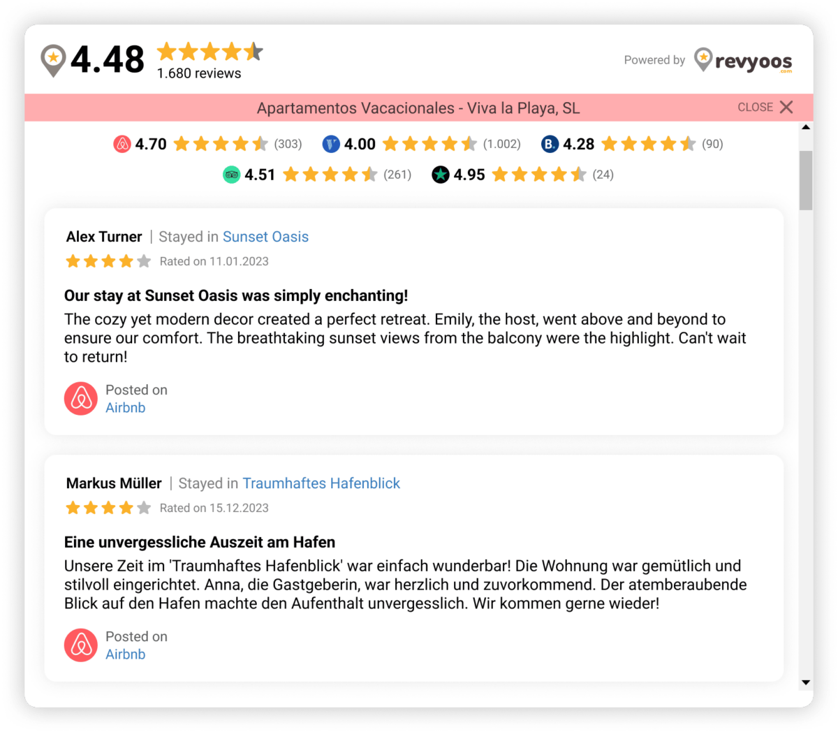 Airbnb Review Widget