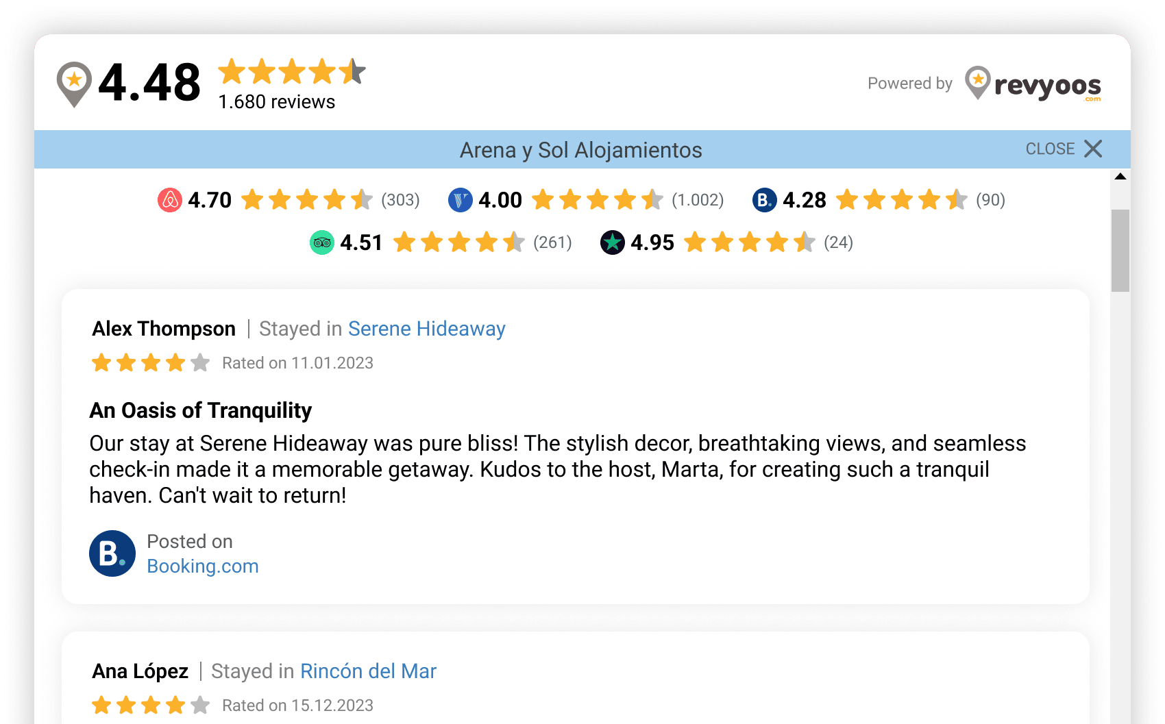 Widget: Avis de Booking.com