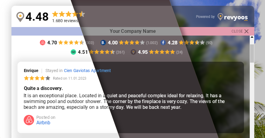 Widget d'avis Airbnb - Revyoos