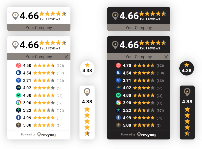 Revyoos ofrece una gran variedad de widgets para que elijas el que mejor se adapte al diseño de tu web de alquiler vacacional.